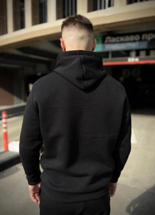 Зимний спортивный костюм adidas bb3684 с начесом черный худи + черные штаны4 фото