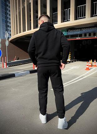 Зимний спортивный костюм adidas bb3684 с начесом черный худи + черные штаны8 фото