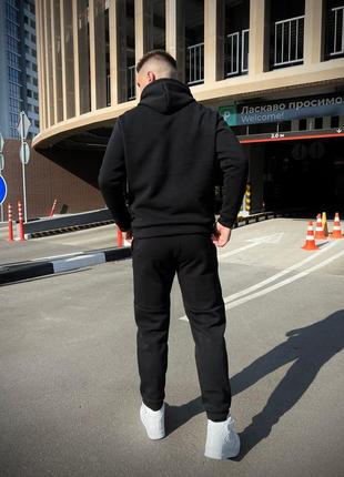 Зимний спортивный костюм jordan с начесом черная кофта на молнии + черные брюки8 фото