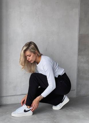 Жіночі шкіряні кросівки nike blazer low platform найк блейзер низькі на платформі5 фото