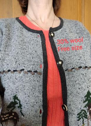 Теплый шерстяной кардиган с вышивкой - люкс качество