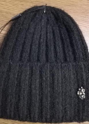 Новая шапка с подворотом,черная2 фото