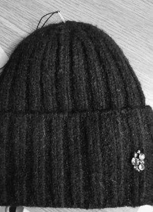 Новая шапка с подворотом,черная5 фото