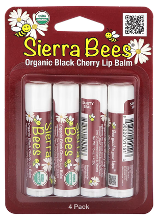 Sierra bees, органические бальзамы для губ, черная вишня, 4 упаковки по 0,15 унции (4,25 г) каждая2 фото