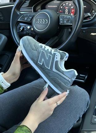 Шикарные женские кроссовки new balance 574 grey reflective серые7 фото