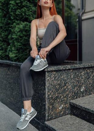 Шикарные женские кроссовки new balance 574 grey reflective серые9 фото