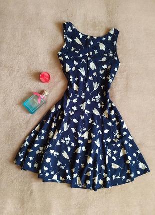 Базовое качественное универсальное темно синее платье миди с пышной юбкой вискоза3 фото