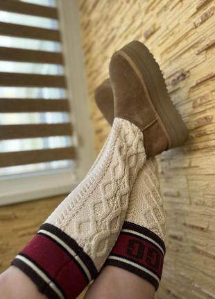 Ugg classic sweater letter high-leg boots угги с гетрами вязанные