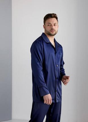 Пижама мужская комплект для дома шелк на пуговицах 4 цвета8 фото
