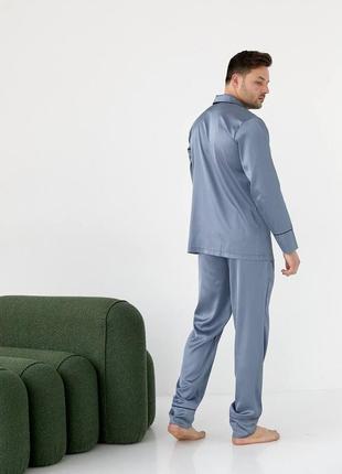 Пижама мужская комплект для дома шелк на пуговицах 4 цвета4 фото
