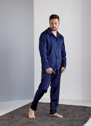 Пижама мужская комплект для дома шелк на пуговицах 4 цвета7 фото
