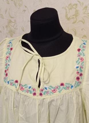 Блузка с вышивкой uk10  цвет лимонный3 фото