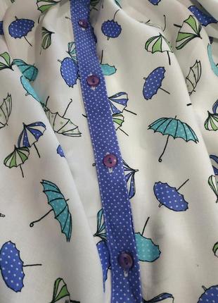 Красивая вискозная блузка, штапельная блузка с зонтиками tu5 фото