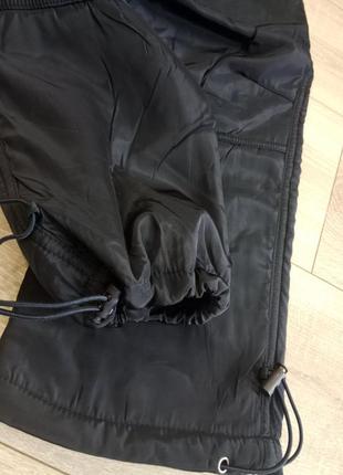 Детские болоневые штаны на флисе черные/синие taurus