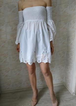 Женская белоснежная блуза, модная блузка с открытыми плечами, женский сарафан2 фото
