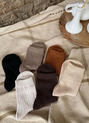 Набор 5 пар шерстяные женские зимние носки в рубчик корона 37-41р.без махры средней высоты5 фото