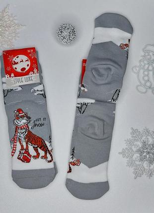 Женские зимние махровые новогодние носки стиль 36-39р.4 фото