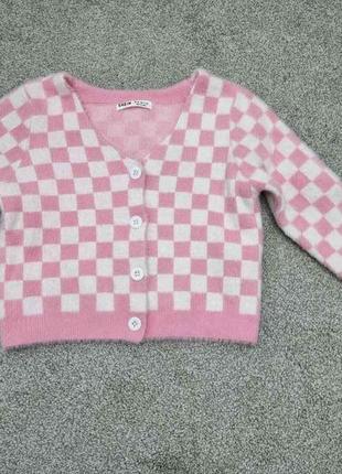 Стильная теплая кофта shein шахматка кардиган свитер 8- 10 л 140- 146