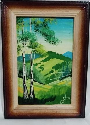 Картина маслом в деревянной рамке.