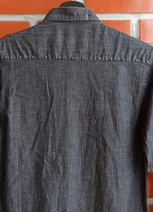 Zara man чёрная джинсовая рубашка размер s6 фото