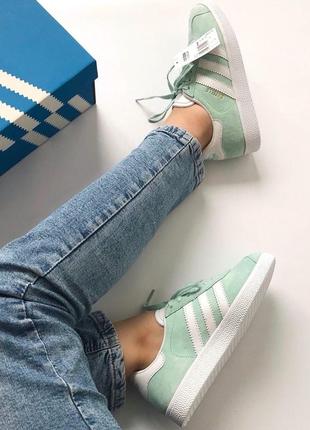 Классные женские кроссовки adidas gazelle mint мятные5 фото