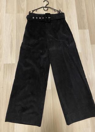 Велюровые брюки палаццо с карманами и ремнем, новые с биркой, 36 размер