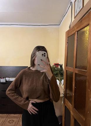 Вʼязаний шоколадний светр2 фото