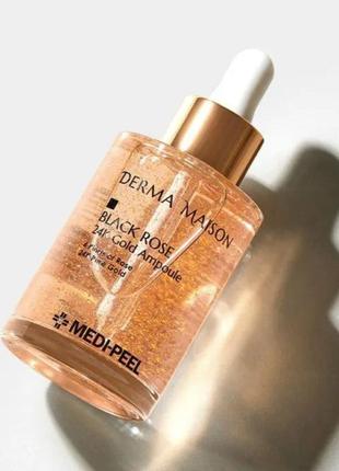 Ревіталізуюча ампула з розою і золотом medi-peel derma maison black rose 24k gold ampoule 95 мл