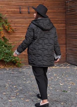 Куртка пальто женская теплая зимняя на зиму базовая с капюшоном утепленная стеганая черная бежевая коричневая зеленая пуховик батал больших размеров длинная4 фото