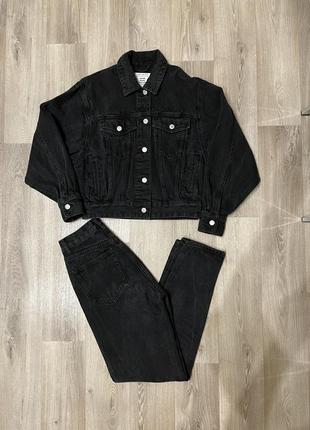 Фирменный, женский набор джинсы + джинсовая куртка.pull &amp; bear. размер xs