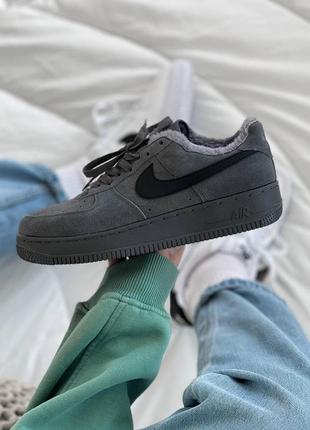 Зимові кросівки nike air force 1 low fur grey