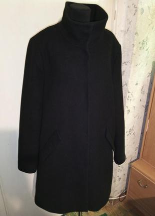 Шерстяное-52%,деми,элегантное,чёрное пальто,большого размера,pimkie