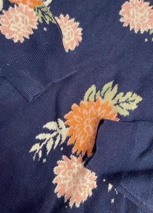 Женская хлопковая кофта (свитер) в цветочный принт bonmarche (бонмарше л-хлрр идеал оригинал разноцветная)5 фото