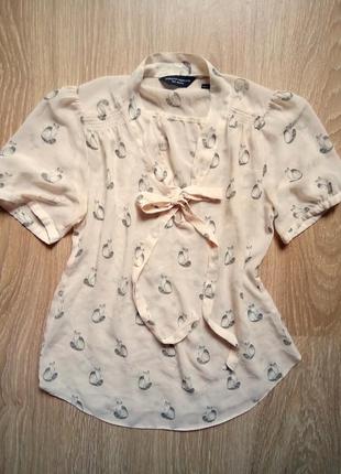Романтична повітряна блуза в принт котики кішечки dorothy perkins2 фото