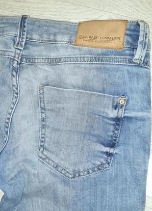 Прямые зауженные базовые летние джинсы zara denim с потертостями, турция5 фото