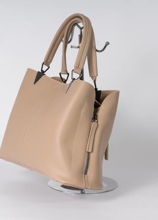 Женская сумка бежевая сумка классическая, базовая сумка тоут деловая сумка2 фото