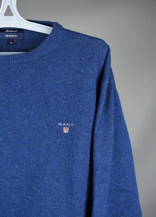 Gant lambswool мужской шерстяной свитер синий размер l xl