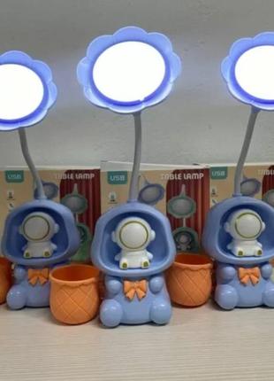 Детская настольная аккумуляторная led лампа 3in1 rabbit blue