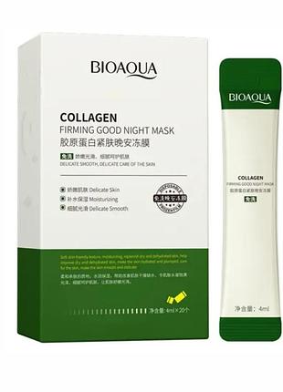 Нічна колагенова маска для обличчя bioaqua collagen firming good night mask1 фото