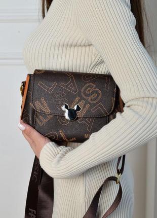 Жіноча сумка (крос-боді) коричнева mllpars 22х14х7 см6 фото