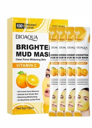 Осветляющая маска с экстрактом апельсина bioaqua vitamin c brighten mud mask