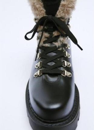 Зимові шкіряні чоботи,черевики zara1 фото