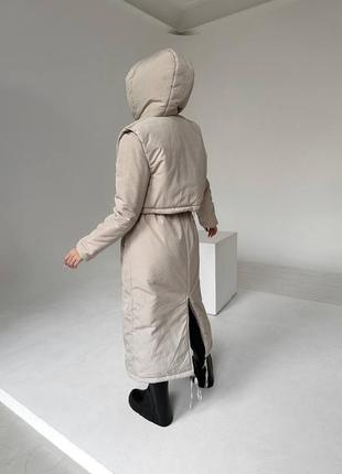 Зимнее тренч пальто с съемным жилетом на холодную зиму, до -20, синтепон 2505 фото