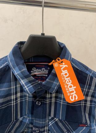 Рубашка superdry мужская синяя новая классическая базовая2 фото