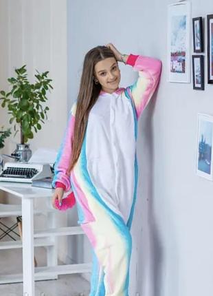 Кигуруми пижама цельная радужный единорог пастель зефирный единорог4 фото