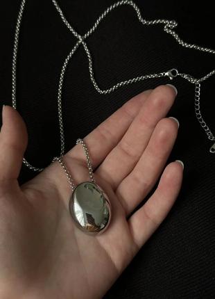 Подвеска длинная цепочка кулон капля овал