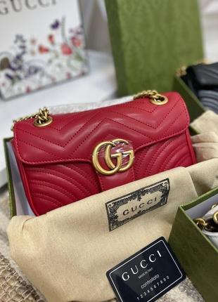 Сумка шкіряна gucci розмір медіум червона