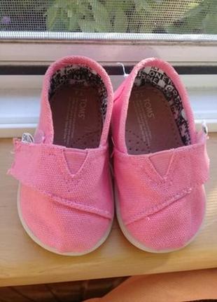 Розовые эспадрильи toms kids pink canvas tiny toms classics  4-ка. 20 размер.2 фото