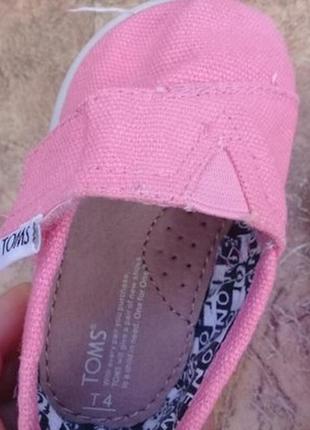 Розовые эспадрильи toms kids pink canvas tiny toms classics  4-ка. 20 размер.6 фото