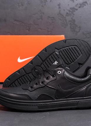 Мужские кожаные кроссовки check nike black